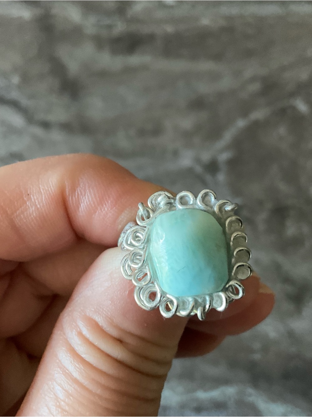 Handcrafted Silver Ring with Larimar Stone